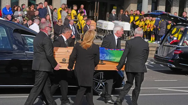 Bodies of four family members killed in Ireland house fire arrive at church before funeral
