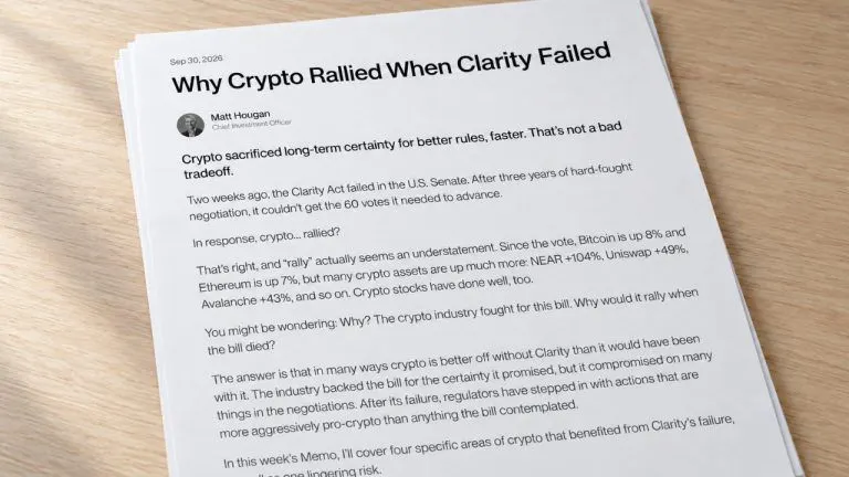 4 Crypto Sectors Gained From CLARITY Act Failure, Bitwise Says