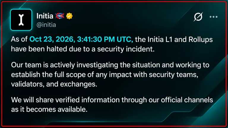Hacker Prints $2.7M in Crypto as Initia Blockchain Grinds to a Halt