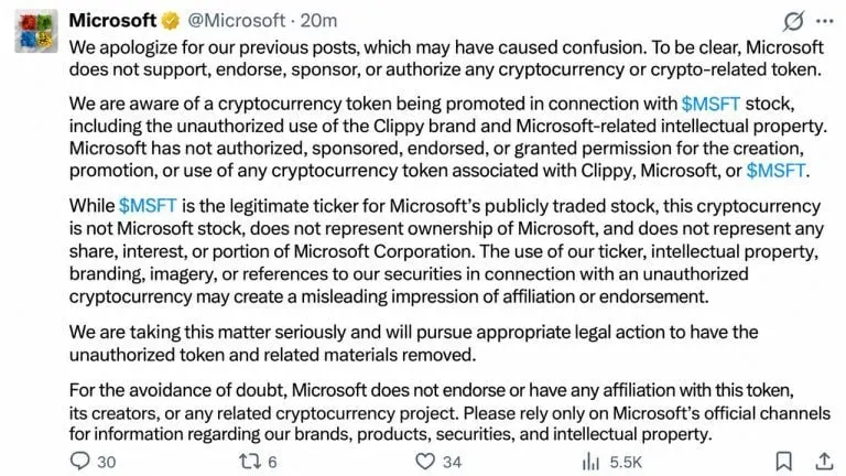 Microsoft’s X Account Hijacked to Promote Clippy Meme Coin