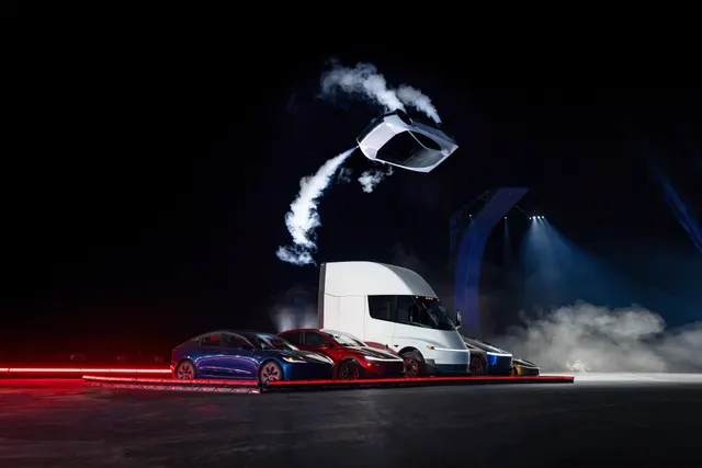 The incredible flying Tesla Roadster is just for show